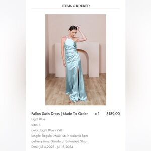 🥂Revelry Fallon Satin Dress Light Blue - 728 🥂